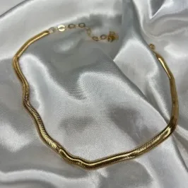 Choker Malha Lacraia - Banhado a Ouro 18K