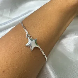 Pulseira Elo Cartier Pequeno com Estrela - Prata925