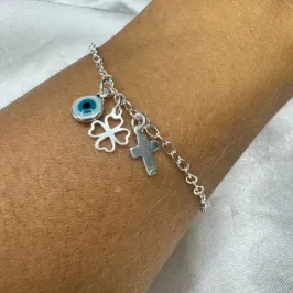 Pulseira Pingentes Proteção - Prata925