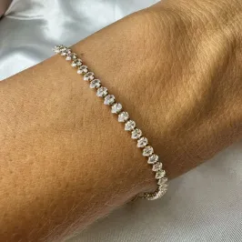 Pulseira Zircônia Navete - Banhado a Ouro 18k