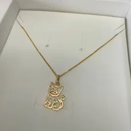 Colar Pingente Gatinho - Banhado a Ouro 18K