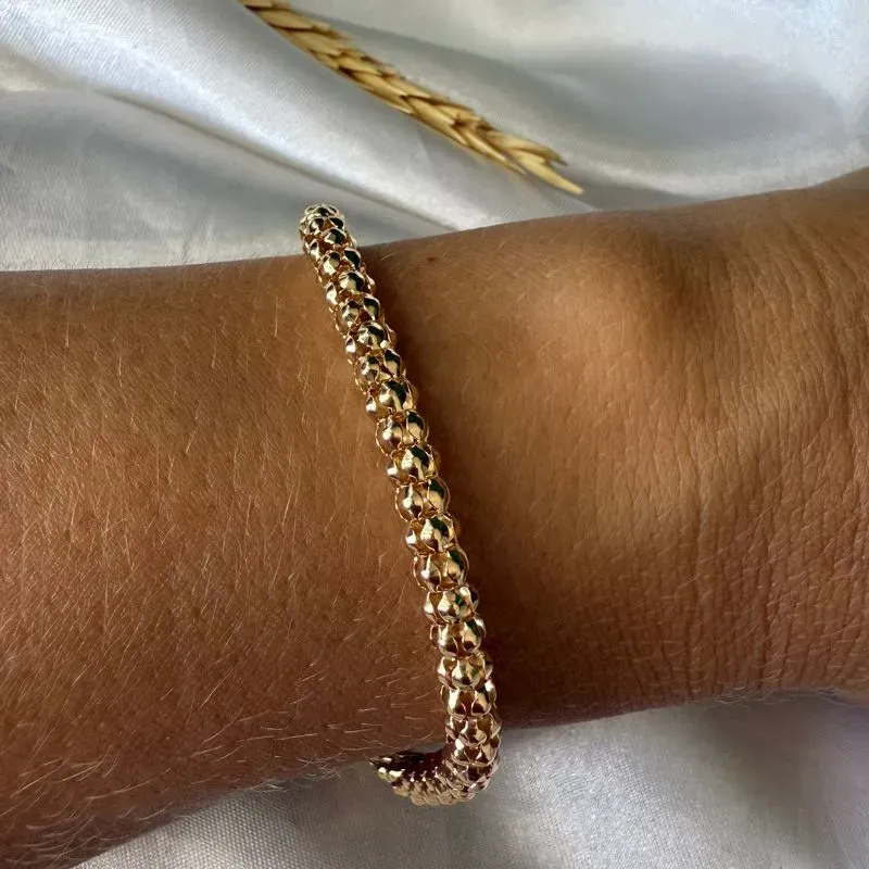 Pulseira Malha Pipoca - Banhado a Ouro 18K