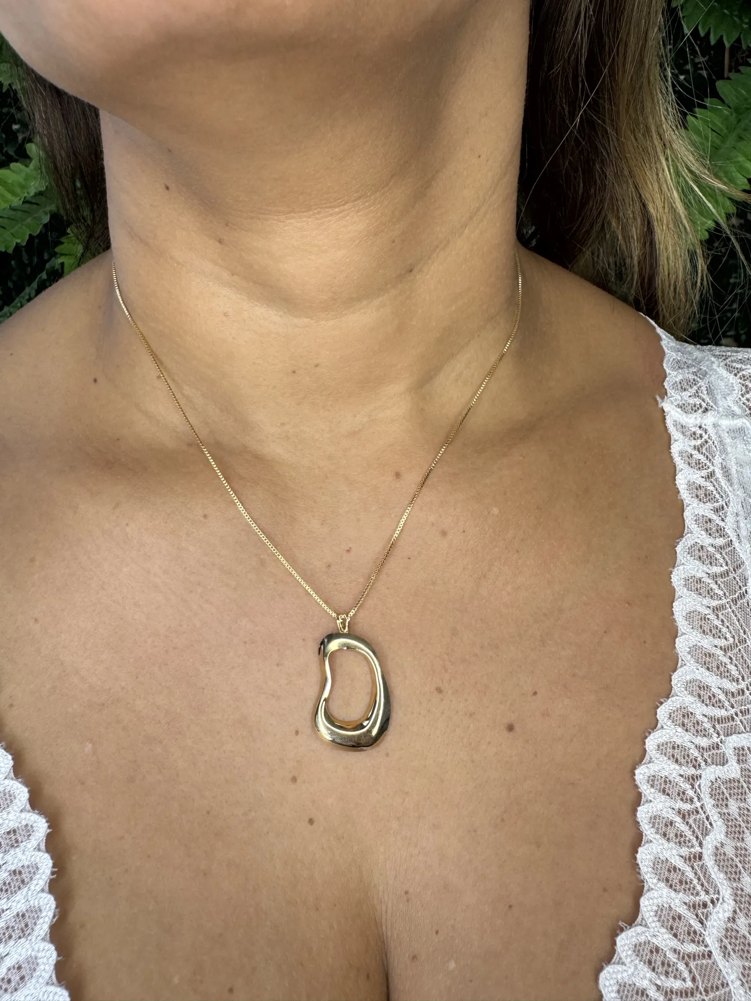 Conjunto Colar e Brinco Orgânico - Banhado a Ouro 18K