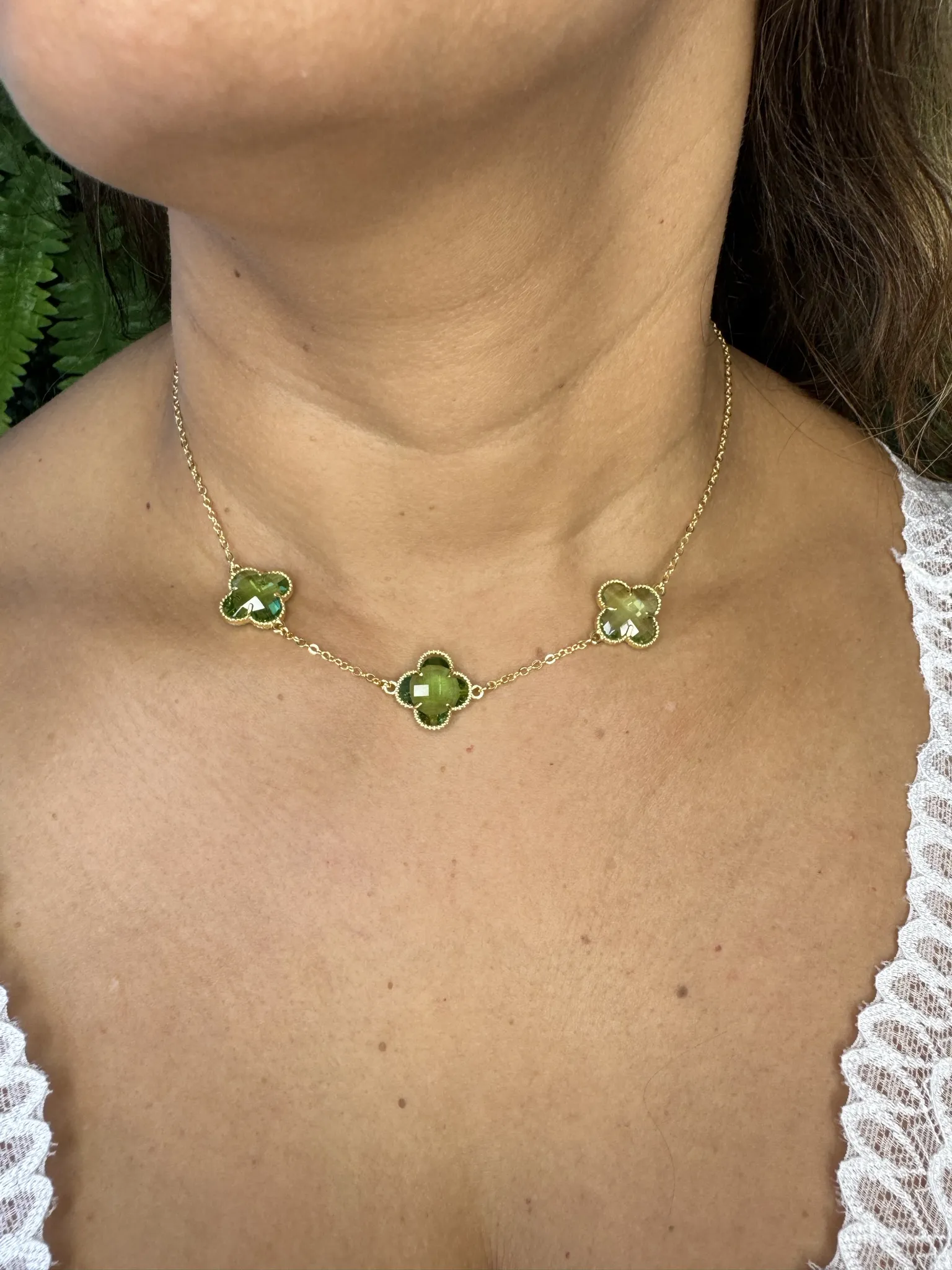 Choker Trevo Verde Inspiração Joia - Banhado a Ouro 18K