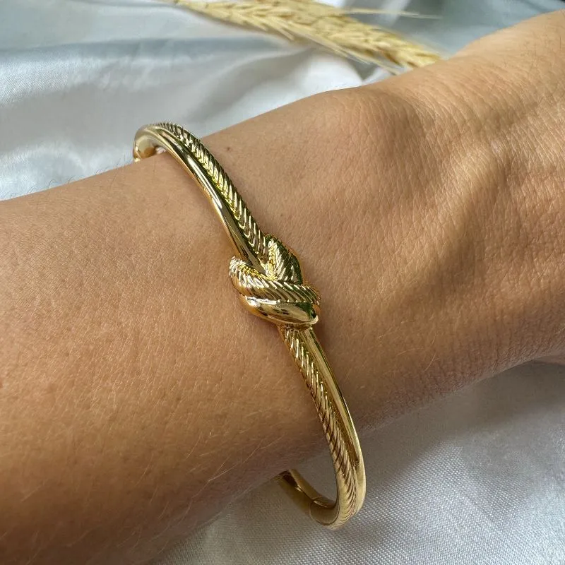 Bracelete Elos Nó - Banhado a Ouro 18K