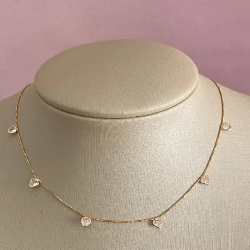 Choker com Ponto de Luz Coração - Banhado a Ouro 18K