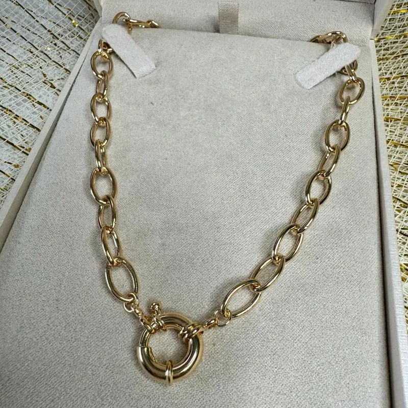 Choker Elo Oval com Fecho Bóia - Banhado a Ouro 18K