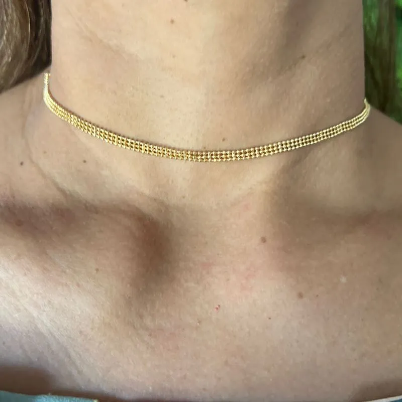 Choker  Trama Bolinhas - Banhado a Ouro 18K