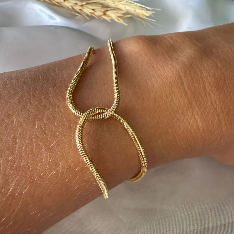 Pulseira Dupla Entrelaçada - Banhado a Ouro 18K