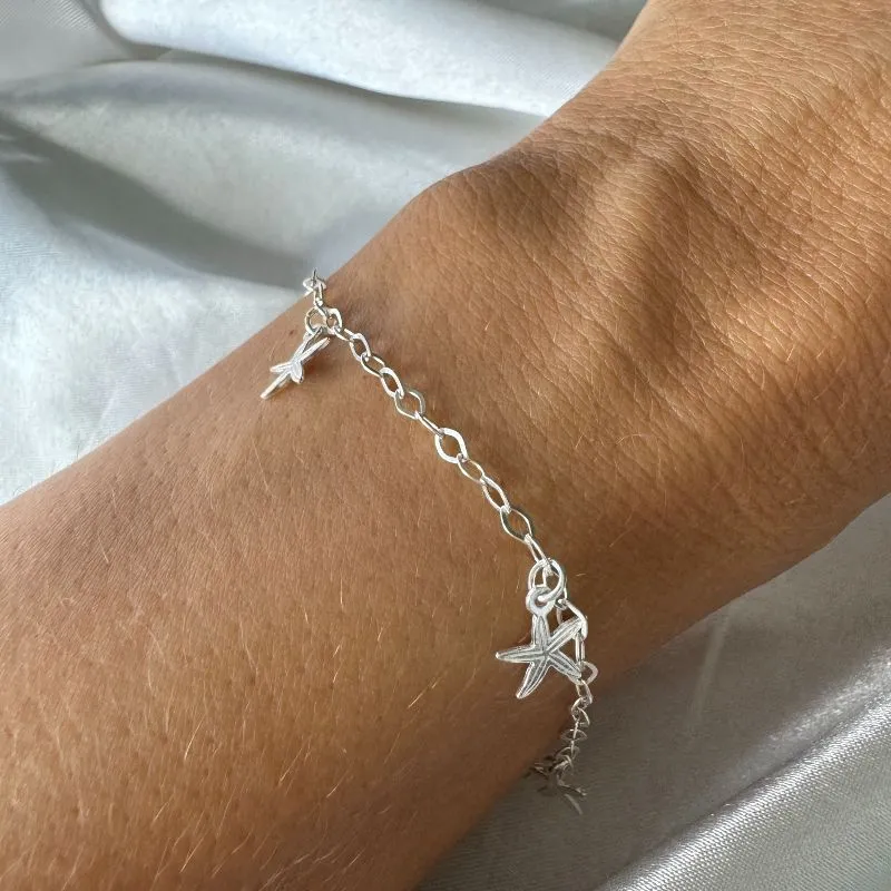 Pulseira Elo Losango com Estrelinhas - Prata925