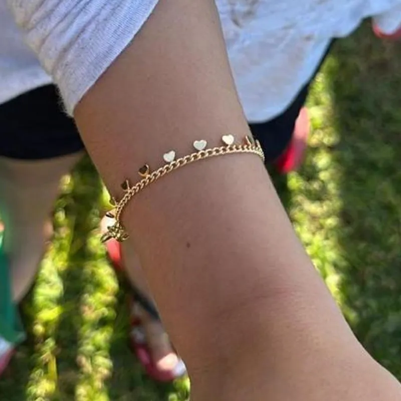 Pulseira Infantil com Mini Corações - Banhado a Ouro 18K