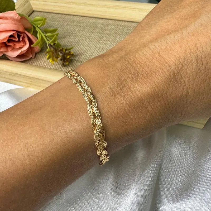 Pulseira Trançada - Banhado a Ouro 18K